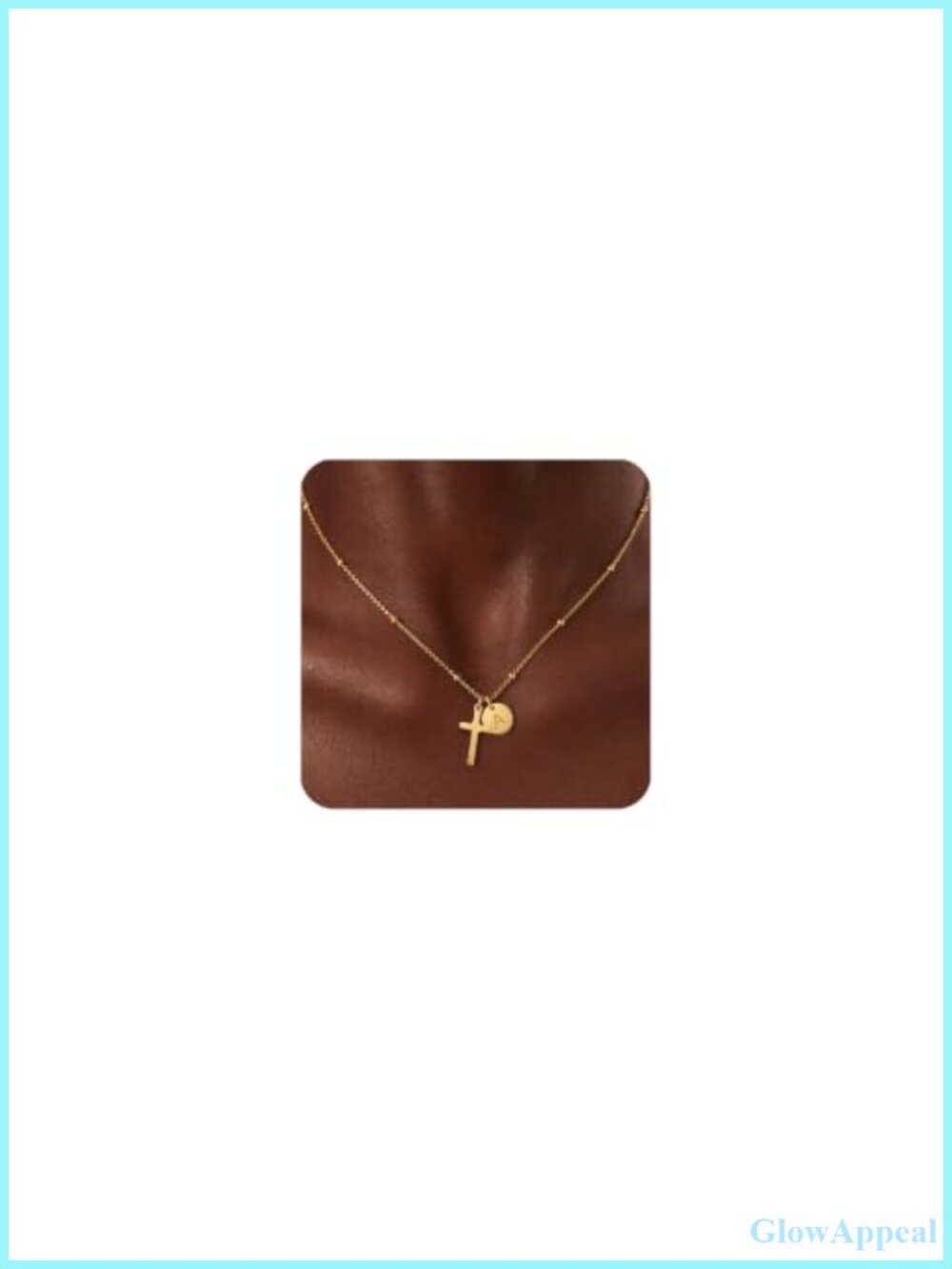 Initial Cross Necklace Stainless Steel 18K Gold Plated Christian Gift